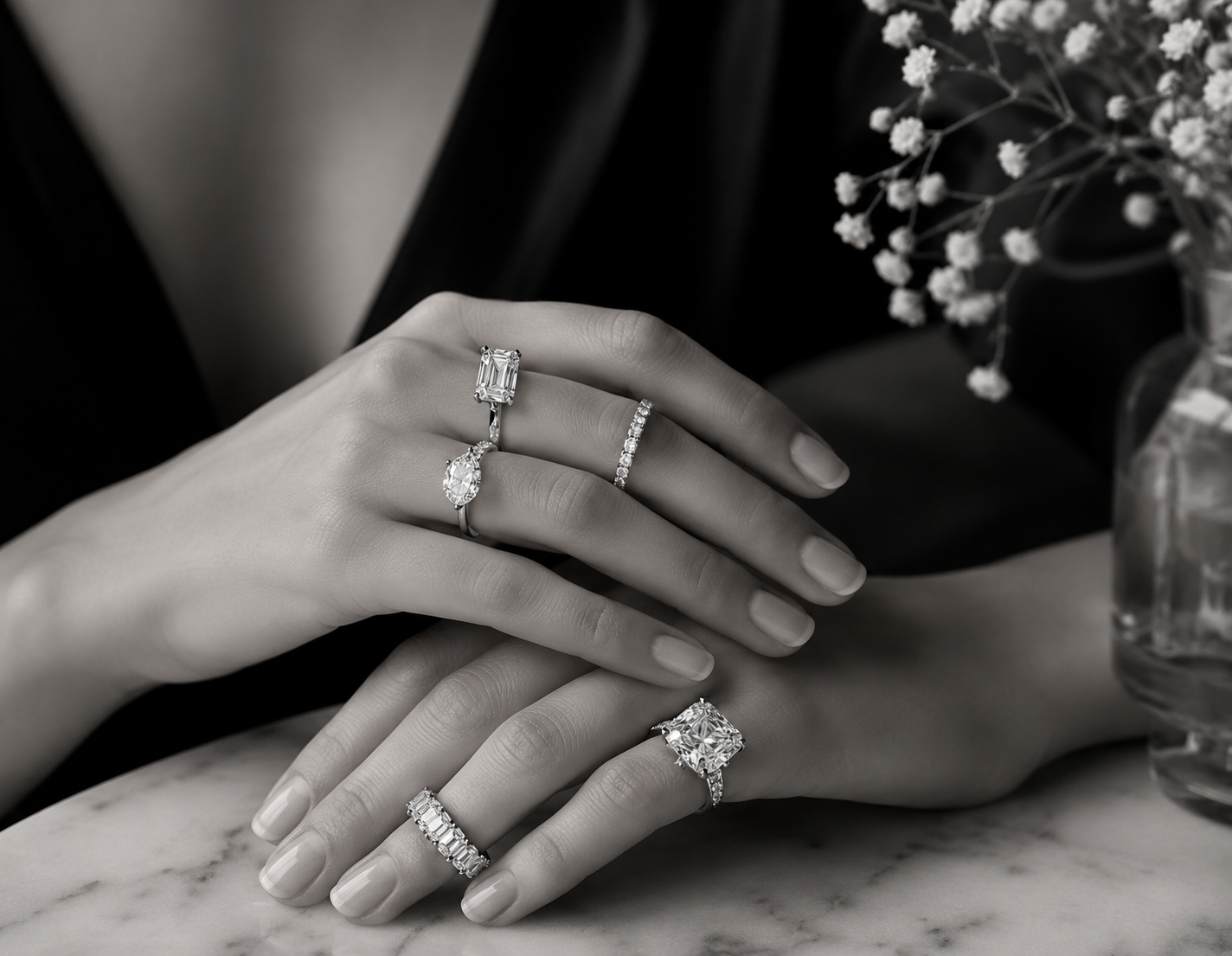 A master jeweler setting a diamond in the Giuliana Diamonds atelier